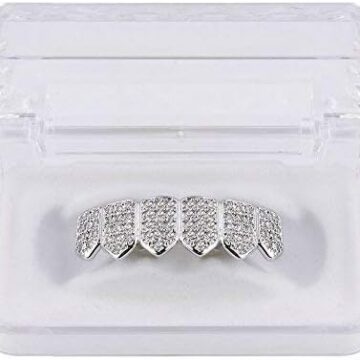 Alternative view of Grillz Diamond Grills for Your Teeth for Men Women 18K Gold Plated Iced Out Macro Pave Cubic Zirconia Mouth Grill with Extra Molding Bars Included