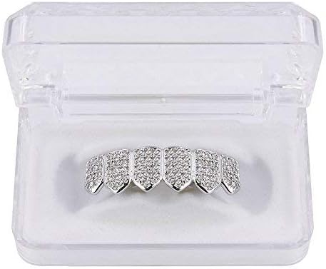 Grillz Diamond Grills for Your Teeth for Men Women 18K Gold Plated Iced Out Macro Pave Cubic Zirconia Mouth Grill with Extra Molding Bars Included - Image 2