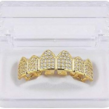 Alternative view of Grillz Diamond Grills for Your Teeth for Men Women 18K Gold Plated Iced Out Macro Pave Cubic Zirconia Mouth Grill with Extra Molding Bars Included