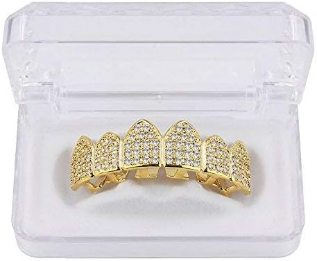 Grillz Diamond Grills for Your Teeth for Men Women 18K Gold Plated Iced Out Macro Pave Cubic Zirconia Mouth Grill with Extra Molding Bars Included - Image 2