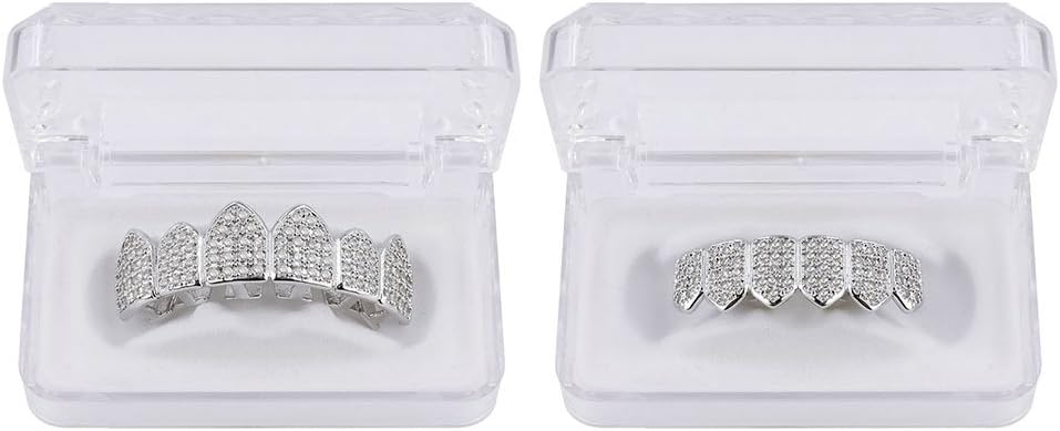 Grillz Diamond Grills for Your Teeth for Men Women 18K Gold Plated Iced Out Macro Pave Cubic Zirconia Mouth Grill with Extra Molding Bars Included - Image 4