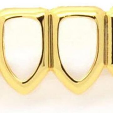 New Custom Fit 18K Gold Plated Vampire Four Open Face Gold Grillz Set