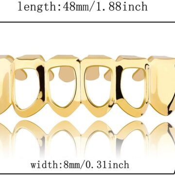 Alternative view of New Custom Fit 18K Gold Plated Vampire Four Open Face Gold Grillz Set