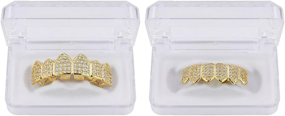 Grillz Diamond Grills for Your Teeth for Men Women 18K Gold Plated Iced Out Macro Pave Cubic Zirconia Mouth Grill with Extra Molding Bars Included - Image 5