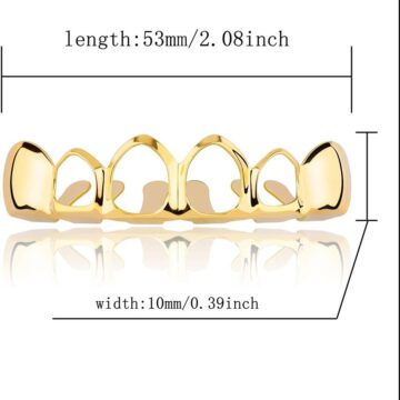 Alternative view of New Custom Fit 18K Gold Plated Vampire Four Open Face Gold Grillz Set