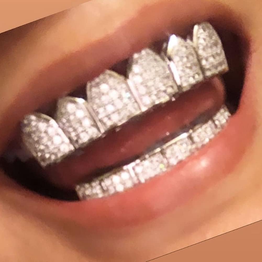 Grillz Diamond Grills for Your Teeth for Men Women 18K Gold Plated Iced Out Macro Pave Cubic Zirconia Mouth Grill with Extra Molding Bars Included - Image 6