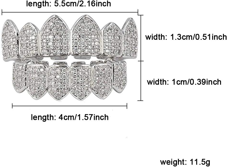 Grillz Diamond Grills for Your Teeth for Men Women 18K Gold Plated Iced Out Macro Pave Cubic Zirconia Mouth Grill with Extra Molding Bars Included - Image 5