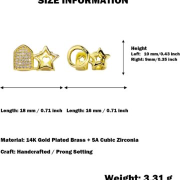 Alternative view of 2pcs Star Grillz for Women ?C Hollow Gold Tooth Caps??Silver Grills for Your Teeth??14K Gold plated Jewelry for Cosplay Fashion Extra Molding Bar