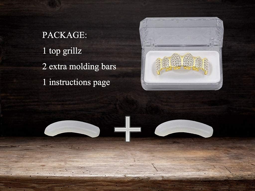 18K Gold Plated Iced Out CZ Grillz Fang Top Bottom Mouth Teeth Grills Set for Men Women - Image 6