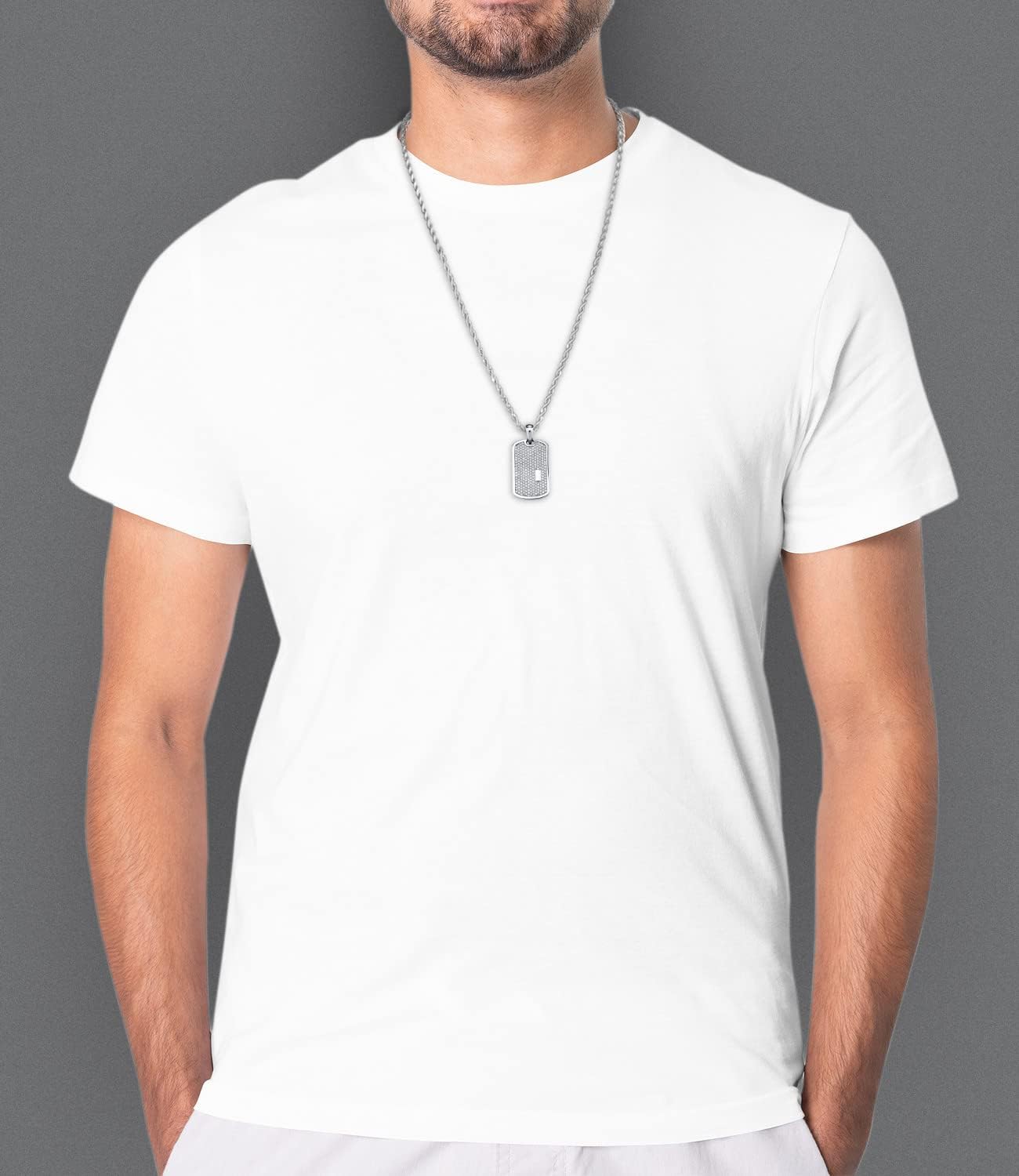 Personalized Iced Out Custom Dog Tag Pendant Necklace 14K Gold Plated Engrave Initial Pendant for Men Women with Cubic Zirconia Stone - Image 5
