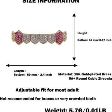 Alternative view of Grillz Teeth Men - Grills for Your Teeth 8 Top & Bottom Set, 18K Gold-Plated Brass Dental Grills with Molding Bars, Unisex Hip-Hop Rapper Costume Accessory