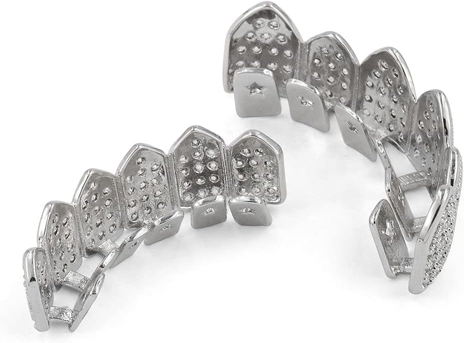 Grillz Diamond Grills for Your Teeth for Men Women 18K Gold Plated Iced Out Macro Pave Cubic Zirconia Mouth Grill with Extra Molding Bars Included - Image 3