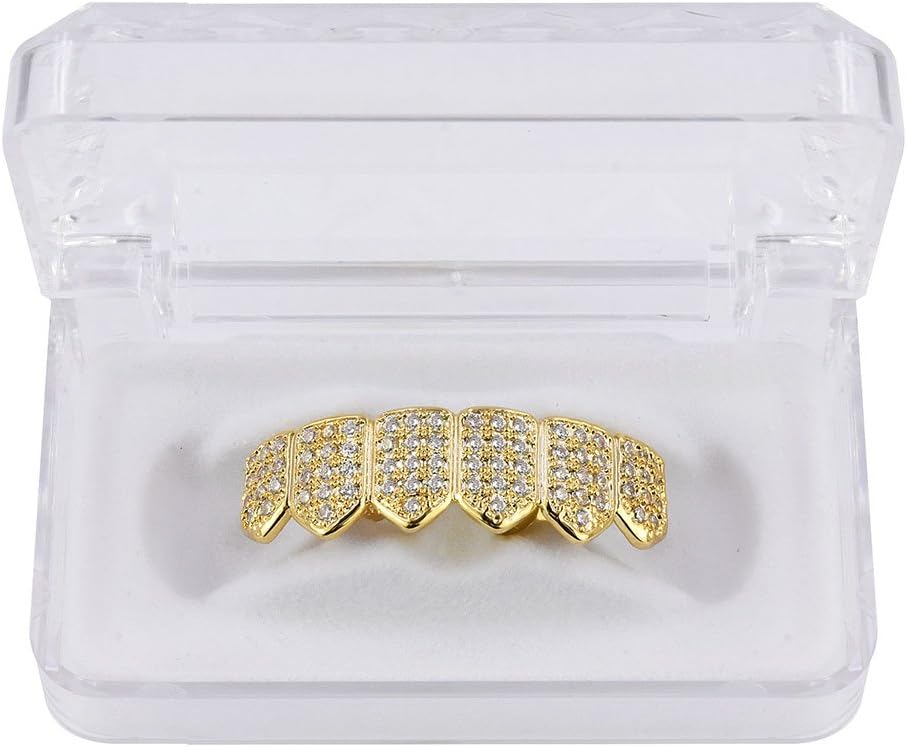 Grillz Diamond Grills for Your Teeth for Men Women 18K Gold Plated Iced Out Macro Pave Cubic Zirconia Mouth Grill with Extra Molding Bars Included - Image 4