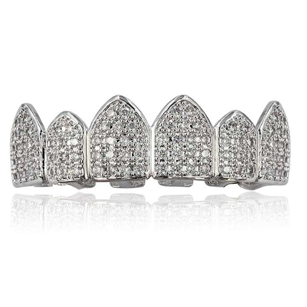 Grillz Diamond Grills for Your Teeth for Men Women 18K Gold Plated Iced Out Macro Pave Cubic Zirconia Mouth Grill with Extra Molding Bars Included - Image 12