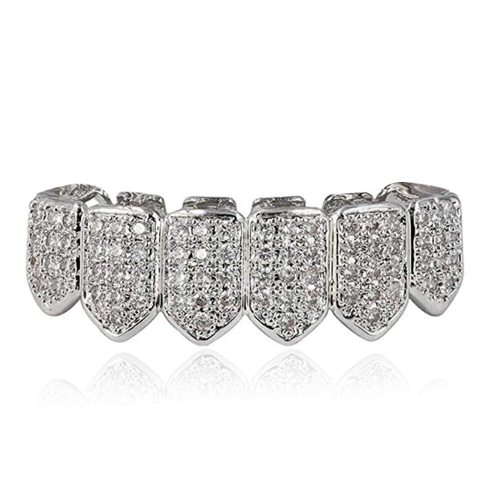 Grillz Diamond Grills for Your Teeth for Men Women 18K Gold Plated Iced Out Macro Pave Cubic Zirconia Mouth Grill with Extra Molding Bars Included - Image 10