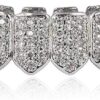 Grillz Diamond Grills for Your Teeth for Men Women 18K Gold Plated Iced Out Macro Pave Cubic Zirconia Mouth Grill with Extra Molding Bars Included