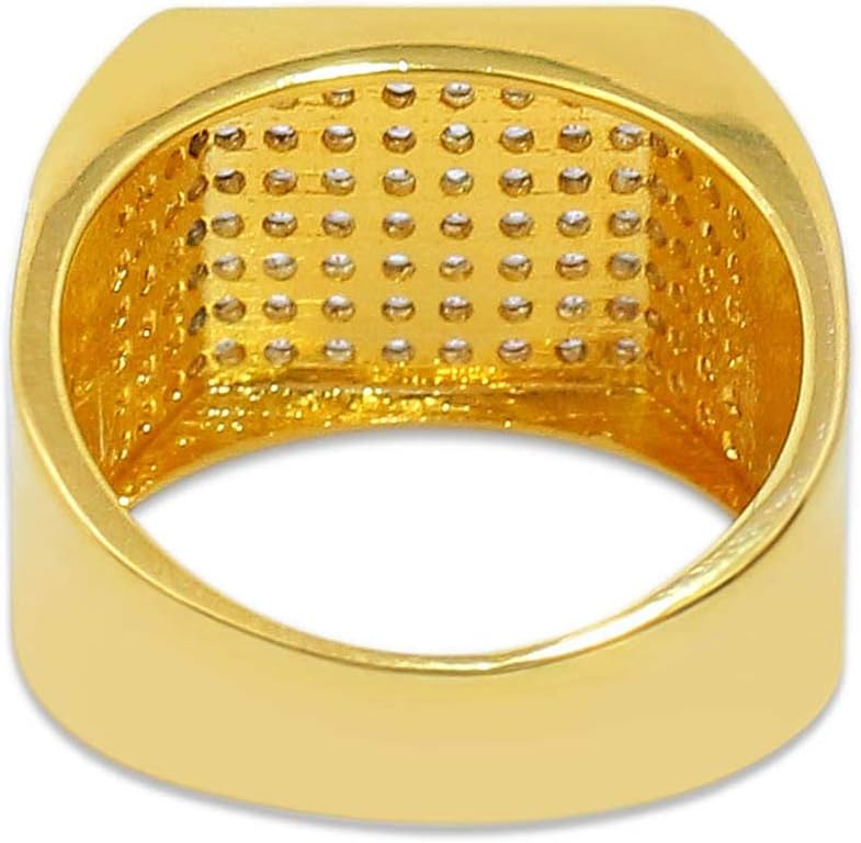 18k Gold Plated Hip Hop Iced Out Square Bling Ring Cubic Zirconia Statement Wedding Band Ring for Women Men - Image 3