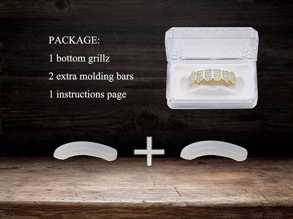 18K Gold Plated Iced Out CZ Grillz Fang Top Bottom Mouth Teeth Grills Set for Men Women - Image 6