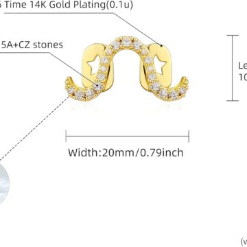 Alternative view of Grillz - Grills for Your Teeth, Gold Tooth Cap 2pcs 14K Gold Plated M?bius Diamond Single Tooth Grill Cap for Men Women Rapper Costume