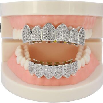 Alternative view of Grillz Diamond Grills for Your Teeth for Men Women 18K Gold Plated Iced Out Macro Pave Cubic Zirconia Mouth Grill with Extra Molding Bars Included