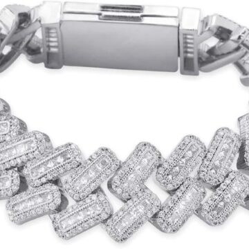 20MM 6 Times 14k Gold Plated Cuban Link Bracelet Iced Out Bling Round Carre Baguette Cut CZ with Prong Setting Simulated Diamond Bracelet Hip Hop Jewelry for Men