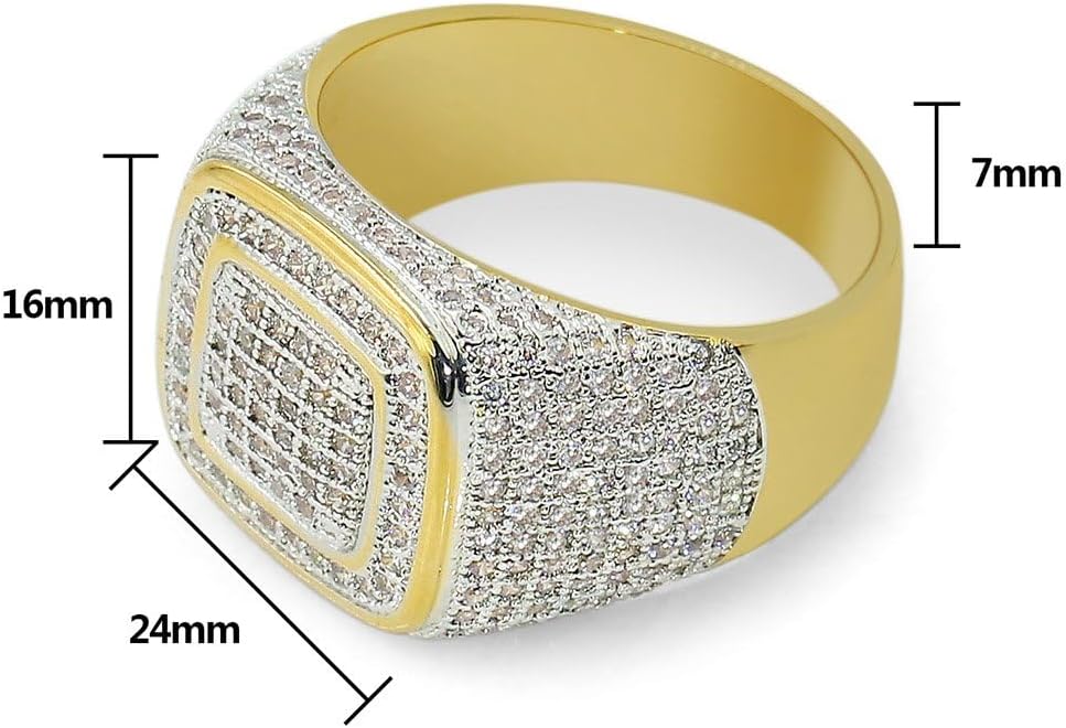 Rings for Men - Pinky Ring Iced out Cubic Zirconia 14K Gold Plated Anillos Para Hombre Signet Band Mens Jewelry - Image 2