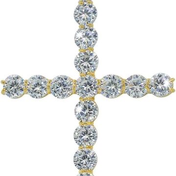 Cross Chain for Men Gold Cross Necklace 14K Gold Plated Large Nail Cross Chain Iced out CZ Pendant Hip Hop Jewelry for Women with Stainless Rope Chain