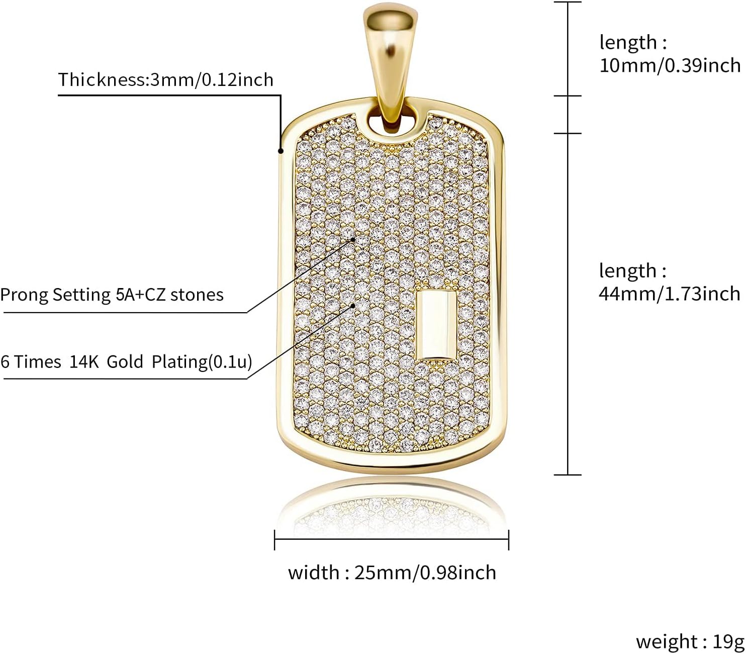Personalized Iced Out Custom Dog Tag Pendant Necklace 14K Gold Plated Engrave Initial Pendant for Men Women with Cubic Zirconia Stone - Image 2