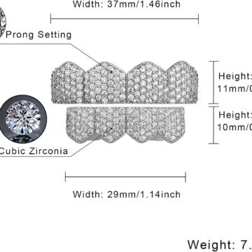 Alternative view of Grillz Teeth Men- 4 Teeth 14K Gold Plated Iced out CZ Diamond Grills for Your Teeth Hip Hop Mouth and Women