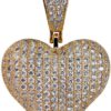 Heart Chain 14K Gold Plared Iced Out Cubic Zirconia Heart Pendant Necklace Chain for Men Women