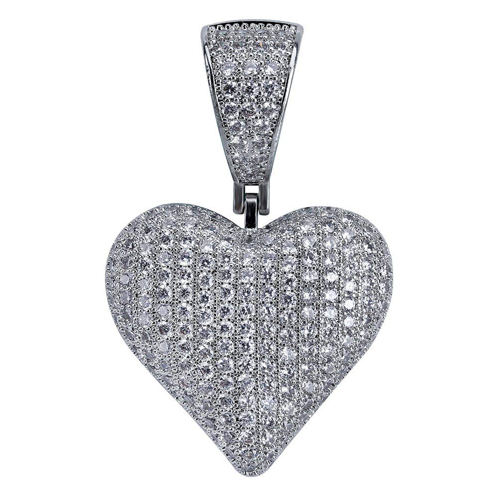 Heart Chain 14K Gold Plared Iced Out Cubic Zirconia Heart Pendant Necklace Chain for Men Women - Image 8