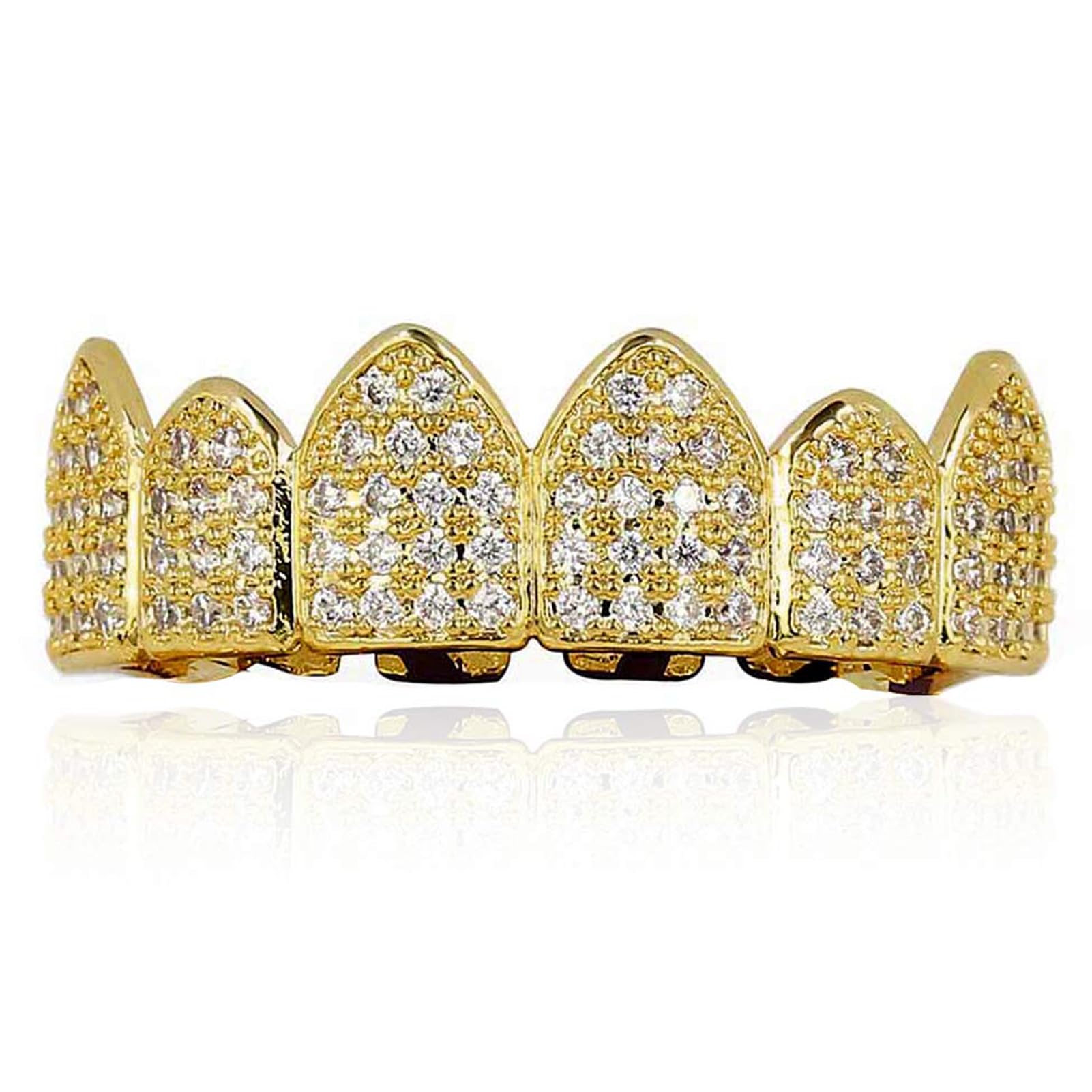 Grillz Diamond Grills for Your Teeth for Men Women 18K Gold Plated Iced Out Macro Pave Cubic Zirconia Mouth Grill with Extra Molding Bars Included - Image 9
