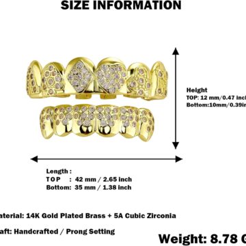 Alternative view of Grillz for Men ?C Poker Design??Grills for Your Teeth??14K Gold Plated Iced Out??Fake Teeth Grillz for Women Gothic Costume Jewelry Accessories