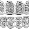 Diamond Grills for Your Teeth 14K Gold Plated Iced Out Mouth Teeth Grillz Top Bottom Tooth Caps Hip Hop Bling New Gold Silver Grill for Men Women Costume Jewelry