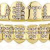 Gold Grill 14K Gold Plated Iced Out Teeth Grillz Top Bottom Tooth Caps Hip Hop Bling Gold shiny Mouth Grills for your teeth