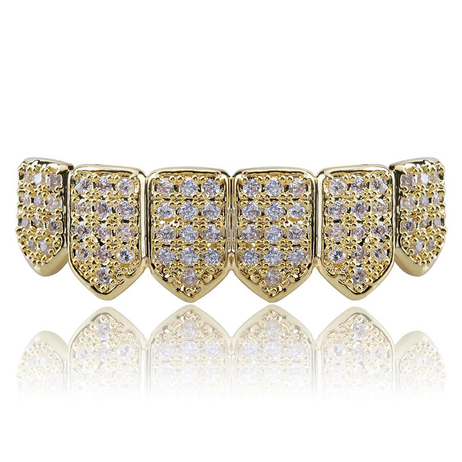 Grillz Diamond Grills for Your Teeth for Men Women 18K Gold Plated Iced Out Macro Pave Cubic Zirconia Mouth Grill with Extra Molding Bars Included - Image 7
