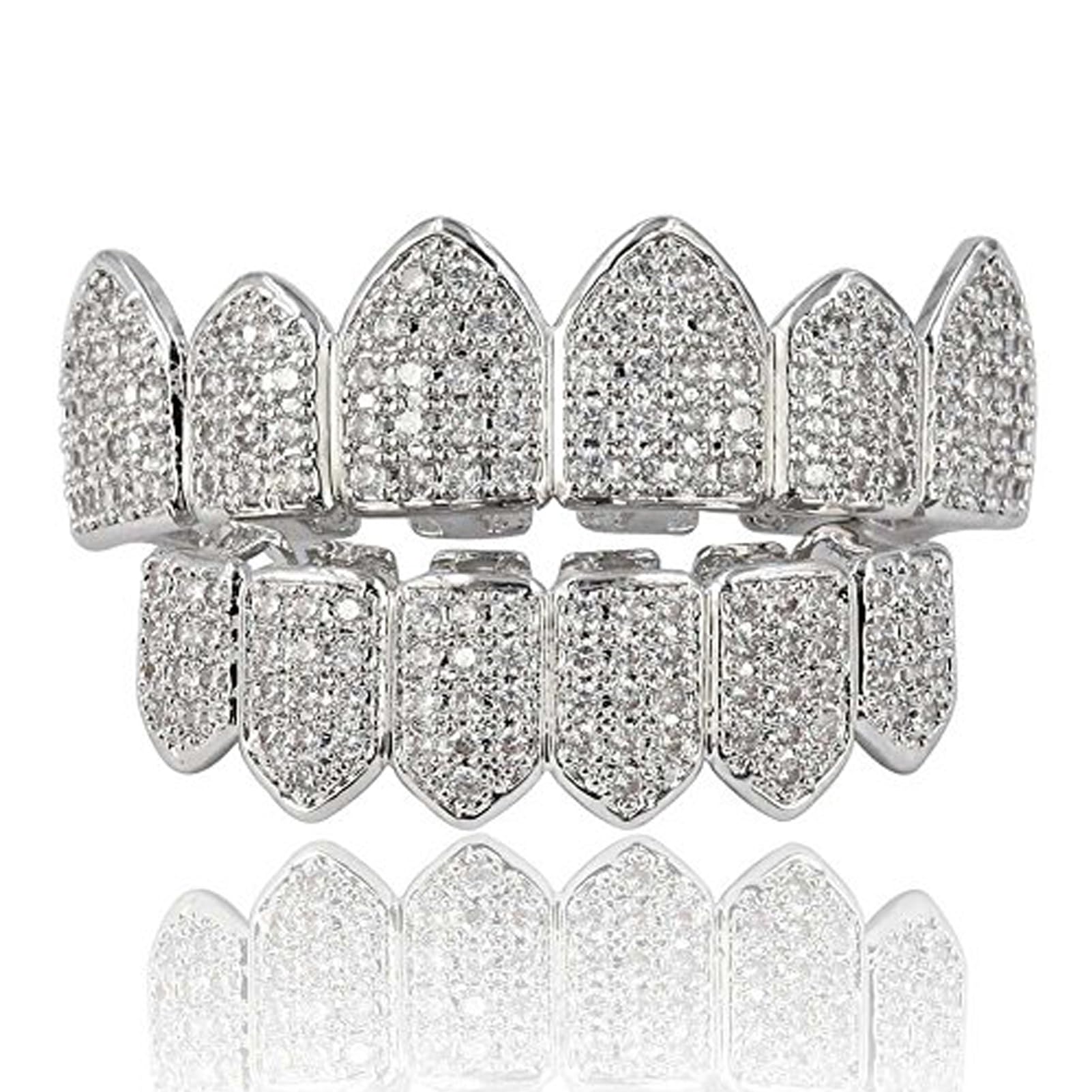 Grillz Diamond Grills for Your Teeth for Men Women 18K Gold Plated Iced Out Macro Pave Cubic Zirconia Mouth Grill with Extra Molding Bars Included - Image 11