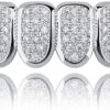 Grillz Grills for Your Teeth Simulated Diamond Teeth Grillz with Extra Molding Bars Included 18K Gold Plated All Iced Out Cubic Zirconia Golden Teeth for Men Women