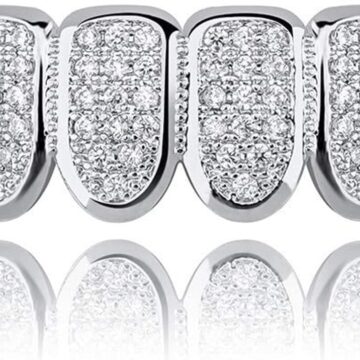 Grillz Grills for Your Teeth Simulated Diamond Teeth Grillz with Extra Molding Bars Included 18K Gold Plated All Iced Out Cubic Zirconia Golden Teeth for Men Women