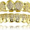 Grillz for Men ?C Poker Design??Grills for Your Teeth??14K Gold Plated Iced Out??Fake Teeth Grillz for Women Gothic Costume Jewelry Accessories