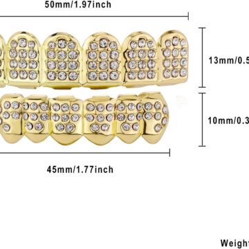 Alternative view of Diamond Grills for Your Teeth 14K Gold Plated Iced Out Mouth Teeth Grillz Top Bottom Tooth Caps Hip Hop Bling New Gold Silver Grill for Men Women Costume Jewelry