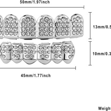 Alternative view of Diamond Grills for Your Teeth 14K Gold Plated Iced Out Mouth Teeth Grillz Top Bottom Tooth Caps Hip Hop Bling New Gold Silver Grill for Men Women Costume Jewelry