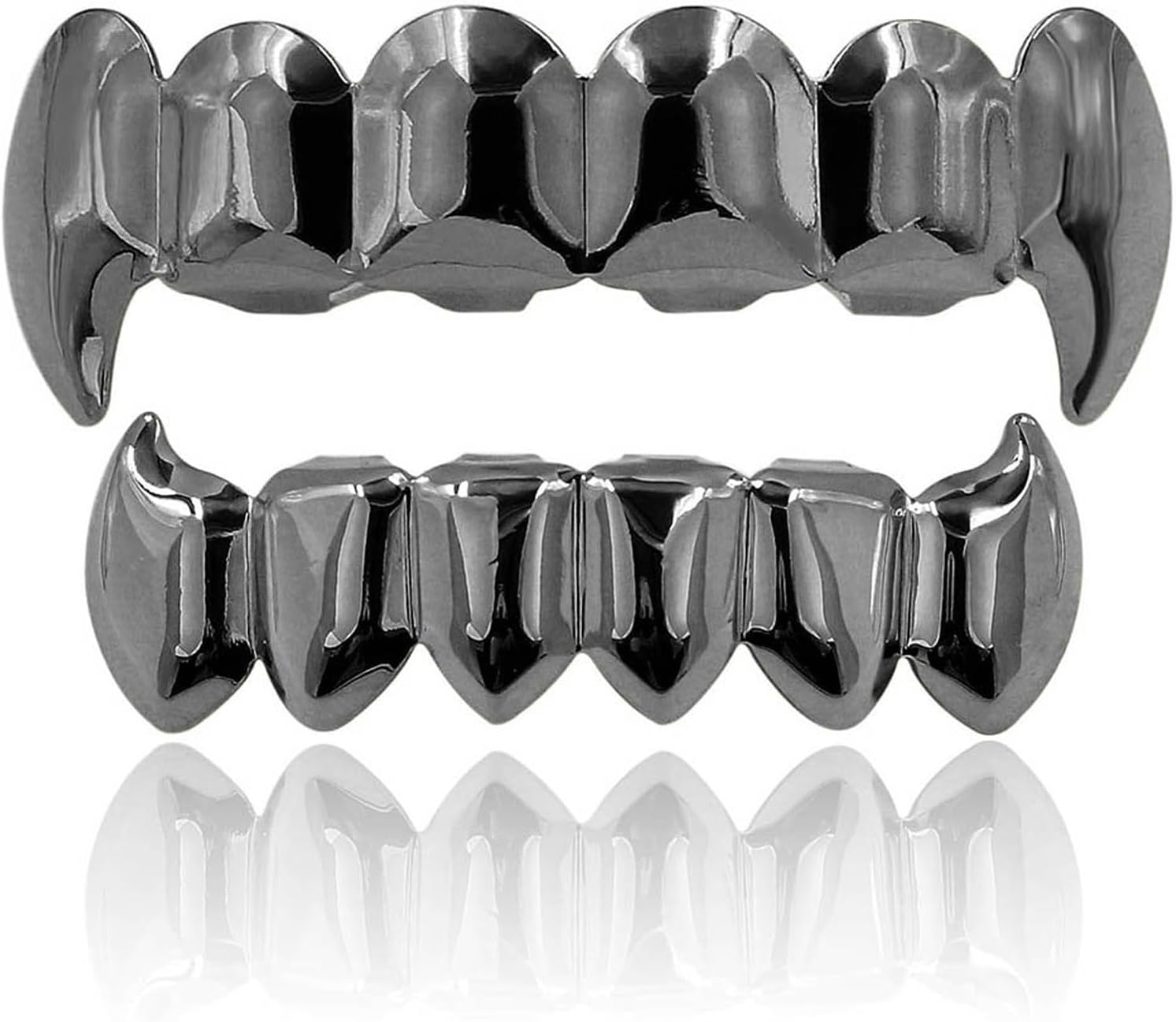 Vampire Teeth Fang Grillz 18K Gold Silver Plated Hip Hop Fangs Top Bottom Teeth Grills for Your Teeth Set for Men and Women