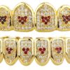 18K Gold Plated Heart Grillz for Teeth with Iced Diamond CZ 6 Teeth for Men Women Rapper Costume Extra Molding Bars