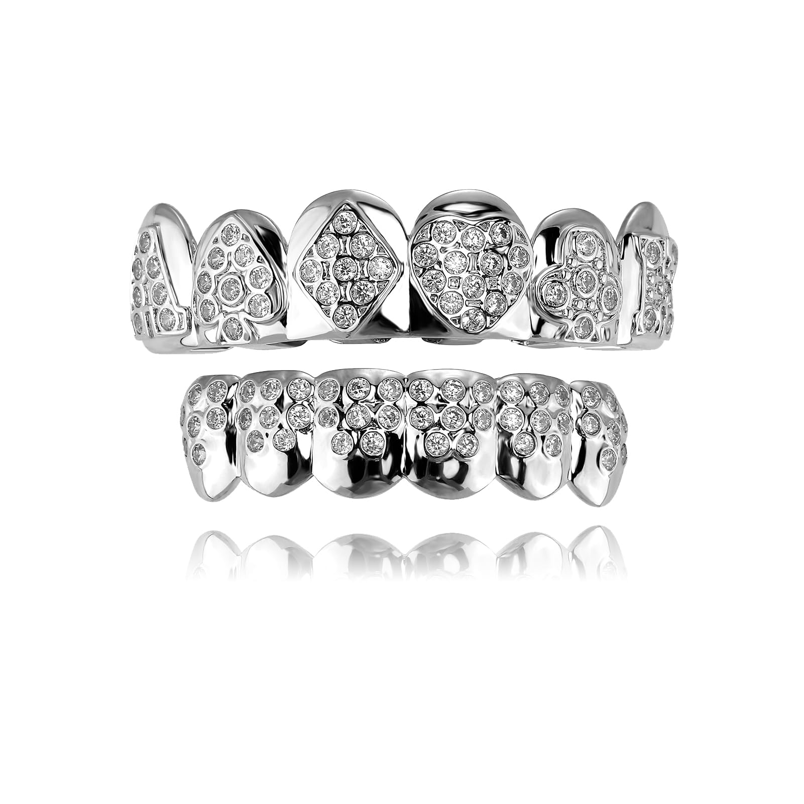 Grillz for Men ?C Poker Design??Grills for Your Teeth??14K Gold Plated Iced Out??Fake Teeth Grillz for Women Gothic Costume Jewelry Accessories - Image 8