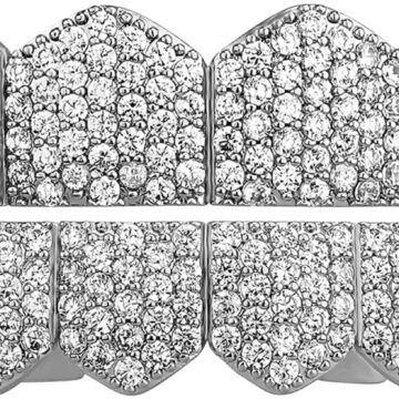 Grillz Teeth Men- 4 Teeth 14K Gold Plated Iced out CZ Diamond Grills for Your Teeth Hip Hop Mouth and Women