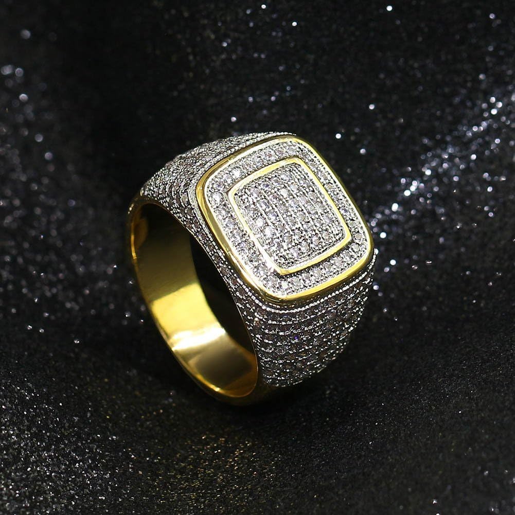 Rings for Men - Pinky Ring Iced out Cubic Zirconia 14K Gold Plated Anillos Para Hombre Signet Band Mens Jewelry - Image 3