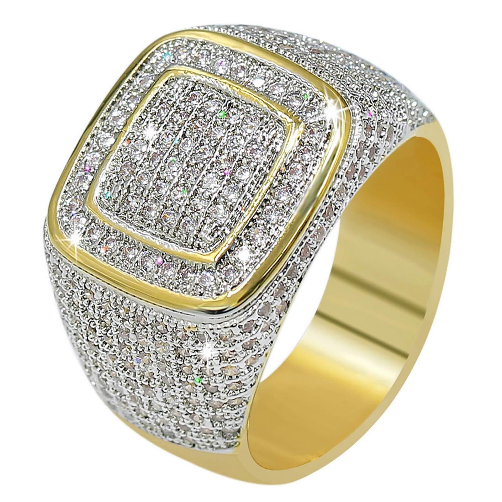 Rings for Men - Pinky Ring Iced out Cubic Zirconia 14K Gold Plated Anillos Para Hombre Signet Band Mens Jewelry - Image 6