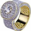 Gold Ring 18k Gold Plated Cluster Hip Hop Iced Out Lab Simulated Diamond Micro Pave CZ Pinky Ring Jewelry for Men Women
