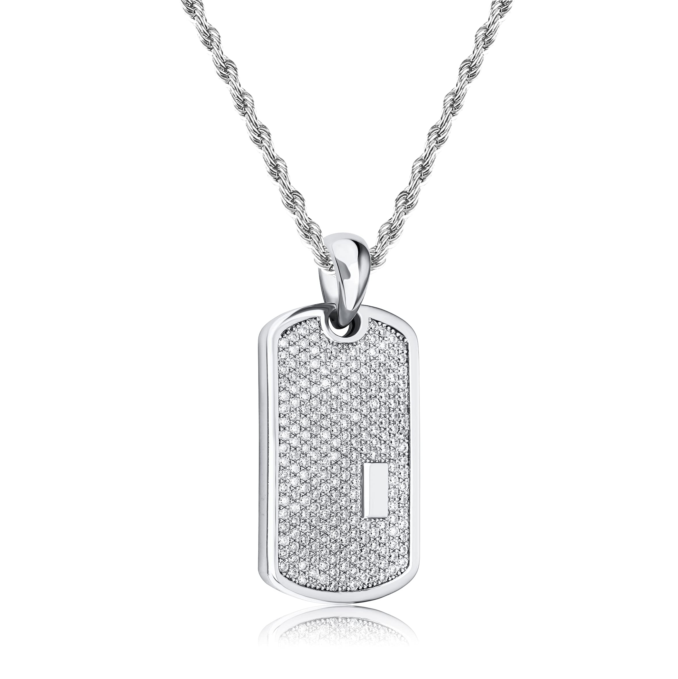 Personalized Iced Out Custom Dog Tag Pendant Necklace 14K Gold Plated Engrave Initial Pendant for Men Women with Cubic Zirconia Stone - Image 8